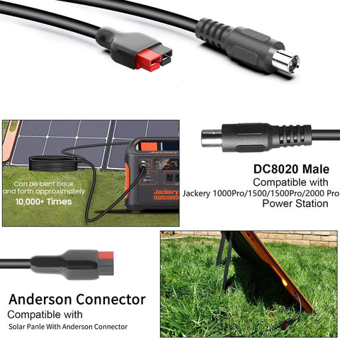 Professional 20 Foot 14 Awg Anderson To 8020 Solar Extension Cord Designed Hella Reliable For Portable Power Stations with connectors.