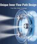 Magnetic Outdoor Fan Misting Kit With Triple Nozzle Design, showing fine mist flow from three brass nozzles.