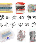 Electronic Components Kit With 1400 Pieces, 6 Value Assortment Including LEDs Diodes Resistors Ceramic And Electrolytic Capacitors Transistors