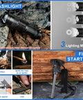 Flashlight and fire starter included in 30 In 1 Survival Kit For Adventurers Gear Up Emergency Outdoor Essentials Camping Fishing Hunting Hiking Travel Ready For Any Trip Gift Idea For Men And Women Cool Outdoor Gadgets All In One Survival Set.