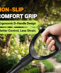 Heavy Duty Steel Flat Shovel With Detachable D Handle And Anti Slip Grip 47 Inch Square Head Shovel close up of D-handle