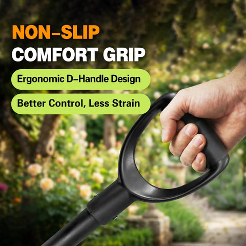 Heavy Duty Steel Flat Shovel With Detachable D Handle And Anti Slip Grip 47 Inch Square Head Shovel close up of D-handle
