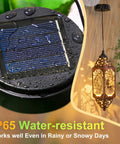 600mAh Solar Light Replacement Top For Outdoor Lanterns with waterproof LED light, shown in wet garden, solar panel detail