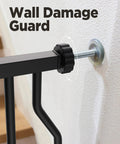 Pressure-mounted system of Adjustable Baby Gate 29.5 To 41.3 Inches with wall damage guard, 30-Inch Tall Metal Safety Gate for Stairs and Doorways.