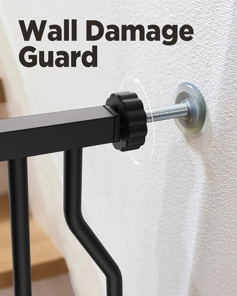 Pressure-mounted system of Adjustable Baby Gate 29.5 To 41.3 Inches with wall damage guard, 30-Inch Tall Metal Safety Gate for Stairs and Doorways.