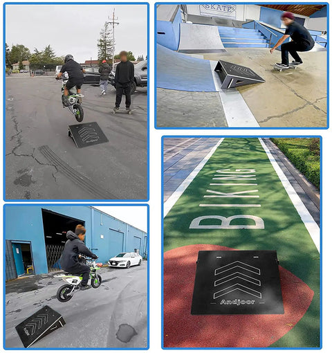 Sturdy Jump Ramp For Skateboard, Bike, Scooter, BMX, RC Car And Dirt Bike 25.2 Inch Black Wide And Durable With Non Slip Feet