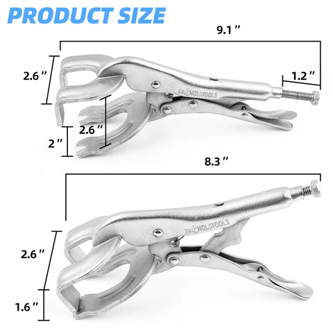 Dimensions of Heavy Duty 10 Inch Locking Pliers Welding Clamp with Quick Lock Release, U Shaped Jaws, and No Nonsense Grip