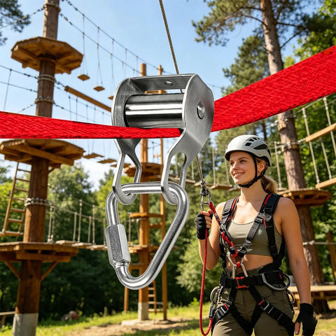Backyard Zip Line Kit With Pulley For Teens And Kids Outdoor Fun No Fuss Setup Stable Play Set supports up to 250 lb