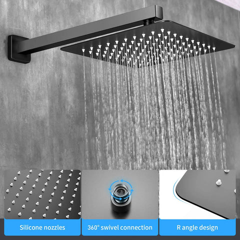 Matte Black Shower System With 10 Inch Rainfall Shower Head Handheld Shower Wall Mounted Faucet Set Complete Valve Body And Trim