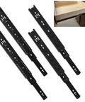 Slick Smooth Ball Bearing Slides 2 Pairs 8 Inch Heavy Duty Full Extension Cabinet Runners Side Mount with black steel finish.