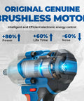 Close-up of the 20V Brushless Impact Wrench Kicks 670 Ft Lbs Of Nut Breaking Torque At 2200 RPM showcasing brushless motor features.