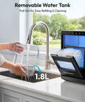 Removable water tank being filled with water for Quick Freeze Countertop Nugget Ice Maker Delivers 44 Pounds Of Soft Sonic Pellet Ice Daily.