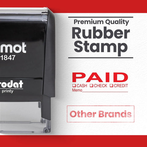 Dead Simple Self Inking Rubber Stamp For Quick Cash Check And Credit Transactions Bold Red Paid Mark With Roomy Memo Line Rapid Align Guide Smooth Office Setup.