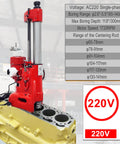 220V Cylinder Boring And Honing Machine For Auto Repair, Precision Engine Machining Tool with specifications and a block