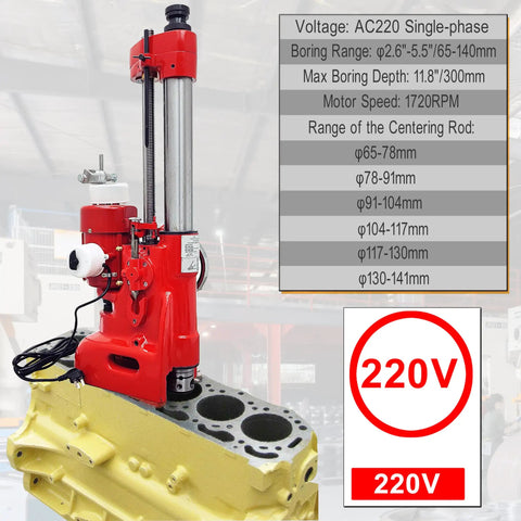 220V Cylinder Boring And Honing Machine For Auto Repair, Precision Engine Machining Tool with specifications and a block