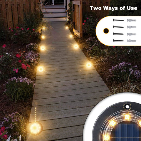 Solar Ground Lights Waterproof IP68 12 Pack Dual Purpose Outdoor Lights For Garden Patio Yard Pathway Driveway warm white glow