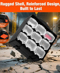Double-Sided Parts Organizer Box With Eighteen Removable Bins Portable Screw And Hardware Storage Case rugged design