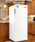 Space Saving 11 Cu Ft Convertible Upright Freezer Plays Nice As A Garage Ready Refrigerator With Freezer in kitchen.