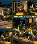 Solar Garden Gnomes Statues With LED Water Fountain 10 Inch Resin Outdoor Yard Decor for Lawn, Patio at Night