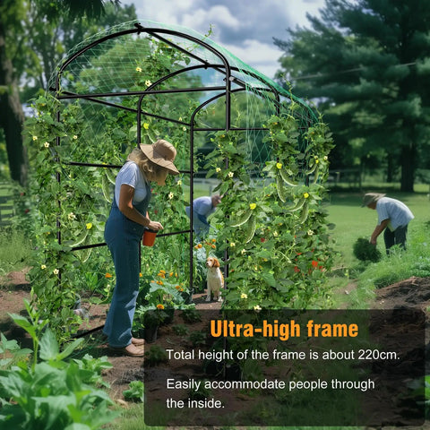 87 Inch Metal Garden Trellis Arch With Durable Net For Climbing Plants Built Tough For Outdoors Heavy Duty Anti Rust