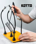 Four Magnetic Gooseneck Helping Hands Soldering Station With PCB Holder And Stainless Steel Crocodile Clamps in use