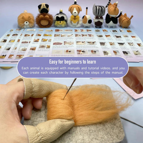 Beginner Friendly Needle Felting Kit For Adults Who Love Getting Crafty With All In One DIY Craft Supplies, wool, needle, and instructions.