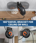 50ft Retractable Extension Cord Reel With Light Up Triple Tap And Auto Guide Rewind To Prevent Tangling, wall mount