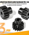 Three-Piece 32P Pinion Gear Set Hardened Steel 3.175mm Shaft 45 Pitch for 1/10 Scale RC Cars Upgrade