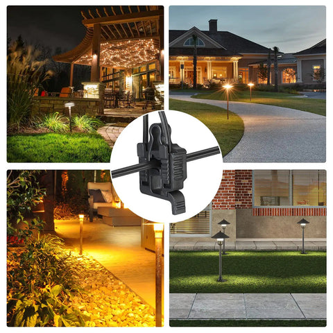 Six Pack Low Voltage Wire Connectors For Landscape Lighting Waterproof Connectors installed for path lights and spotlights