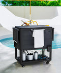 104 Quart Outdoor Cooler On Wheels With Bottle Opener And Shelves Rolling Ice Chest For Pool Decks Poolside Parties BBQs And Backyard Hangouts