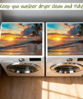 Washer And Dryer Top Cover Non Slip Dust Proof Protector with beach sunset design, fits 24 by 20 inch appliances