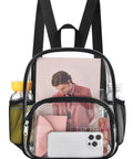 Clear Stadium Backpack Passes Security Easily 12x12x6 Inches With Front Pocket, see-through design, items visible inside