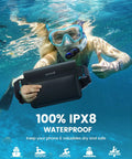 Person snorkeling with Waterproof Fanny Pack Dry Bag Two Pack For Beach Pool Snorkeling And Kayaking IPX8 Submersible Case