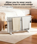 Panel Heater With Remote Control And Towel Bar, Freestanding Radiant Electric Space Heater With LCD Touch Screen in bedroom