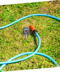 Veemoon 3 Piece Pvc Pipe Threader Set For Electric Drill on grass, showing 1/2 inch threaded PVC tool and blue hose.