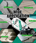 Heavy Duty Concrete Crack Filler And Self Leveling Cement Sealant Kit For Driveway Fixes That Hit Different Featuring Quick Drying Formula applied on various cracked concrete surfaces.