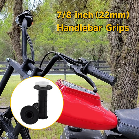 Seven Eighth Inch Mini Bike Throttle Handlebar Grips 22 Millimeter on red minibike