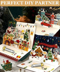 Scoring Wheel Tool Set Bundle for card making and 3D home decor with Merry Christmas themed pop-up cards.