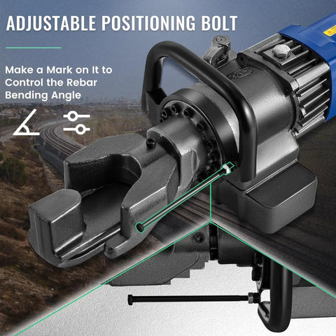Adjustable positioning bolt of Huanyu 900W Electric Rebar Bender Heavy Duty Hydraulic Steel Rod Bending Machine for Construction.