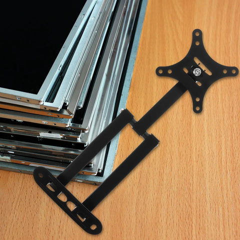 Rock Solid Adjustable Wall Mount Swivel Arm For 14 To 24 Inch Lcd Led Monitor Tv Bracket on wooden surface with metal frames.