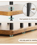 Close-up of 8 Pair Boot Rack and Shoe Organizer with wood base, dual gaskets, and anti-slip pads for stability.