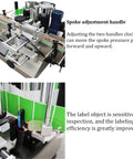 Close-up of the spoke adjustment handle on the Hassle Free Automatic Desktop Conveyor Round Bottle Labeler 110V.
