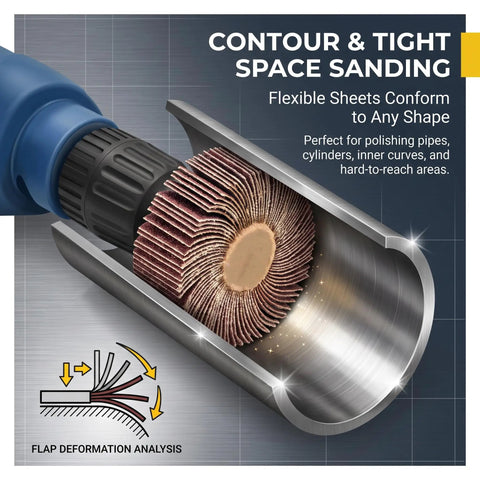 40 Piece Flap Wheel Sander Set For Pro DIYers With One Quarter Inch Shank For Drill Polishing And Deburring Ten Sizes Of 80 Grit Abrasive Wheels used in contour sanding with drill