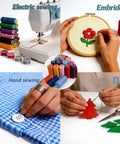 Go-To 90 Piece Sewing Thread Kit With Prewound Bobbins For Hobby Sewists 36 Color Polyester Spools Each 400 Yards Great For Sewing Machines Or Hand Stitching Quilting Embroidery Repairs DIY Projects, showing thread spools and sewing scenes