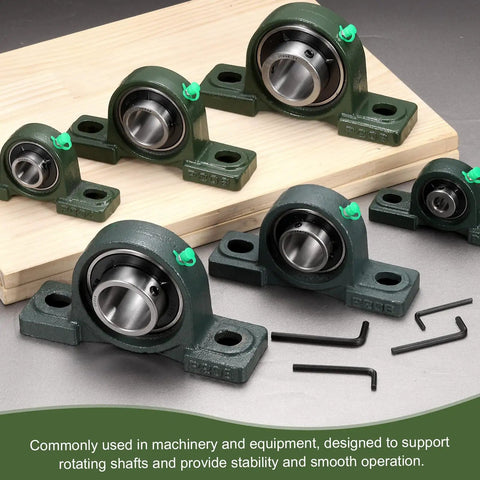 Self Aligning Pillow Block Bearing With One And One Eighth Inch Bore, Solid Cast Iron Base, Chrome Steel Flange Mounted, ABEC 3 Precision