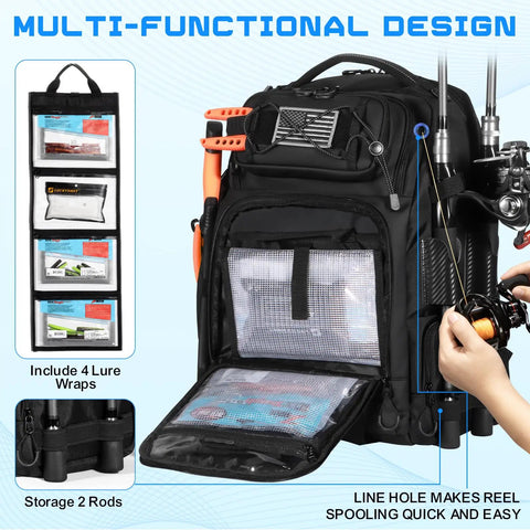 50L Fishing Tackle Backpack