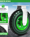 10 Inch Heavy Duty Pneumatic Caster Wheels Set Of Four Built Tough With Slick Rubber Tread And Double Ball Bearings For Workbenches Carts Smooth Gliding Action - close-up of inflatable design and treads.