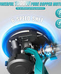 Close-up of Drywall Sander With Vacuum Dust Collection And Digital Display 1000W showing internal motor parts and speed settings