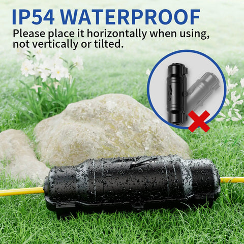 Outdoor Extension Cord Safety Cover With Waterproof Seal IP54 Weatherproof Electrical Box With Two Latches shown on grass.