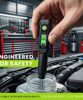 Heavy Duty Brake Fluid Tester Pen With Digital LCD Screen measuring moisture levels in brake fluid reservoir for accuracy.
